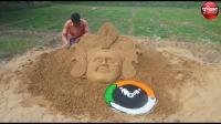 boy made beautiful sand art for changemaker campaign