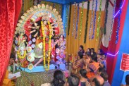 People of Bengali society worshiping Goddess Durga