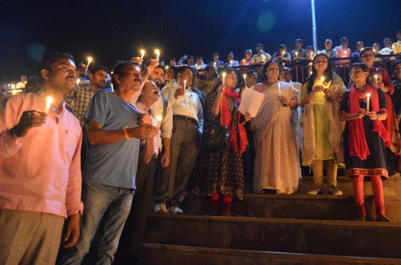 Vigilance was made to voters through candle march at local Mohanram pond
