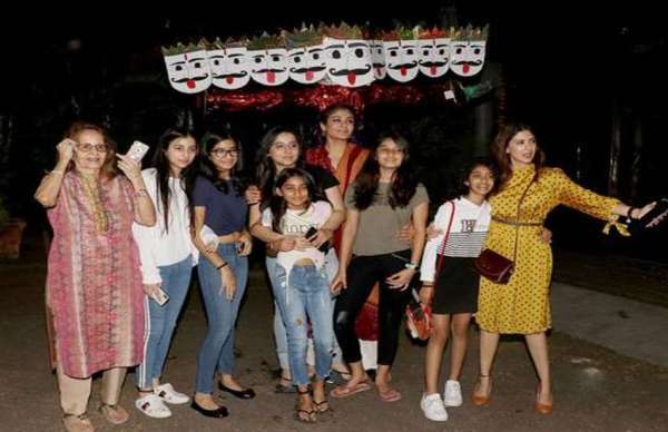 raveena tandon celebrates dussehra with her children latest photos