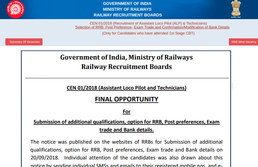 RRB Assistant Loco Pilot 1st Stage CBT (Exam) 2018