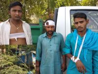 Rainy stones on workers entering garbage in Karmisar area