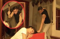 siberian hairdresser cuts hair with an axe