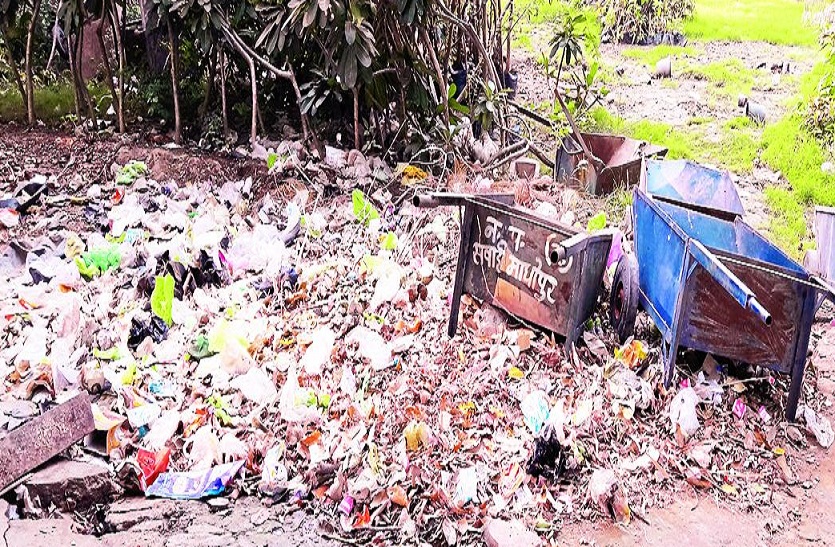 महावीर पार्क में लगे गंदगी के ढेर।