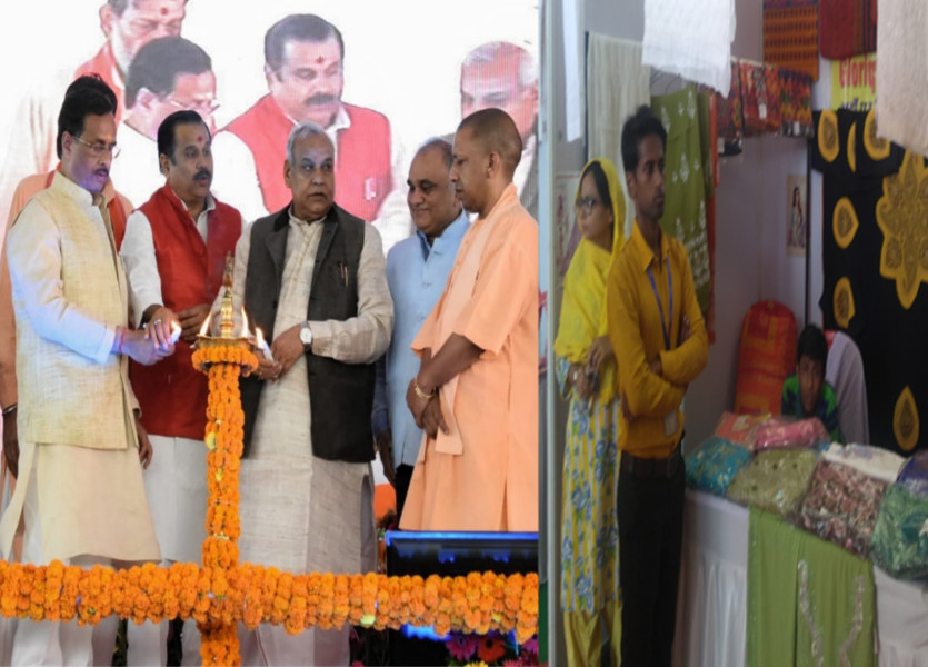 वन डिस्ट्रिक्ट वन प्रोडक्ट प्रदर्शिनी का हाल- चिकनकारी वर्कर्स करते रहे ग्राहकों का इंतजार