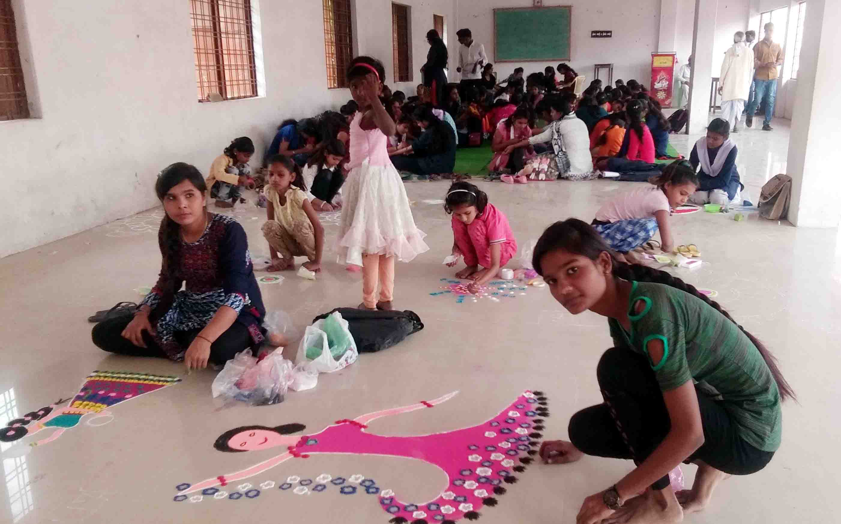 113 participants displayed talent in Rangoli and rosemary competition