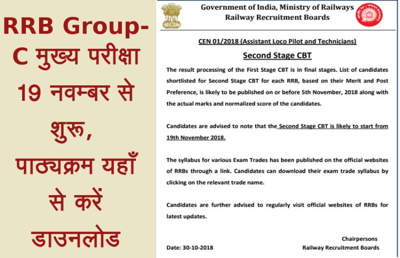 RRB Group C ALP Result 2018
