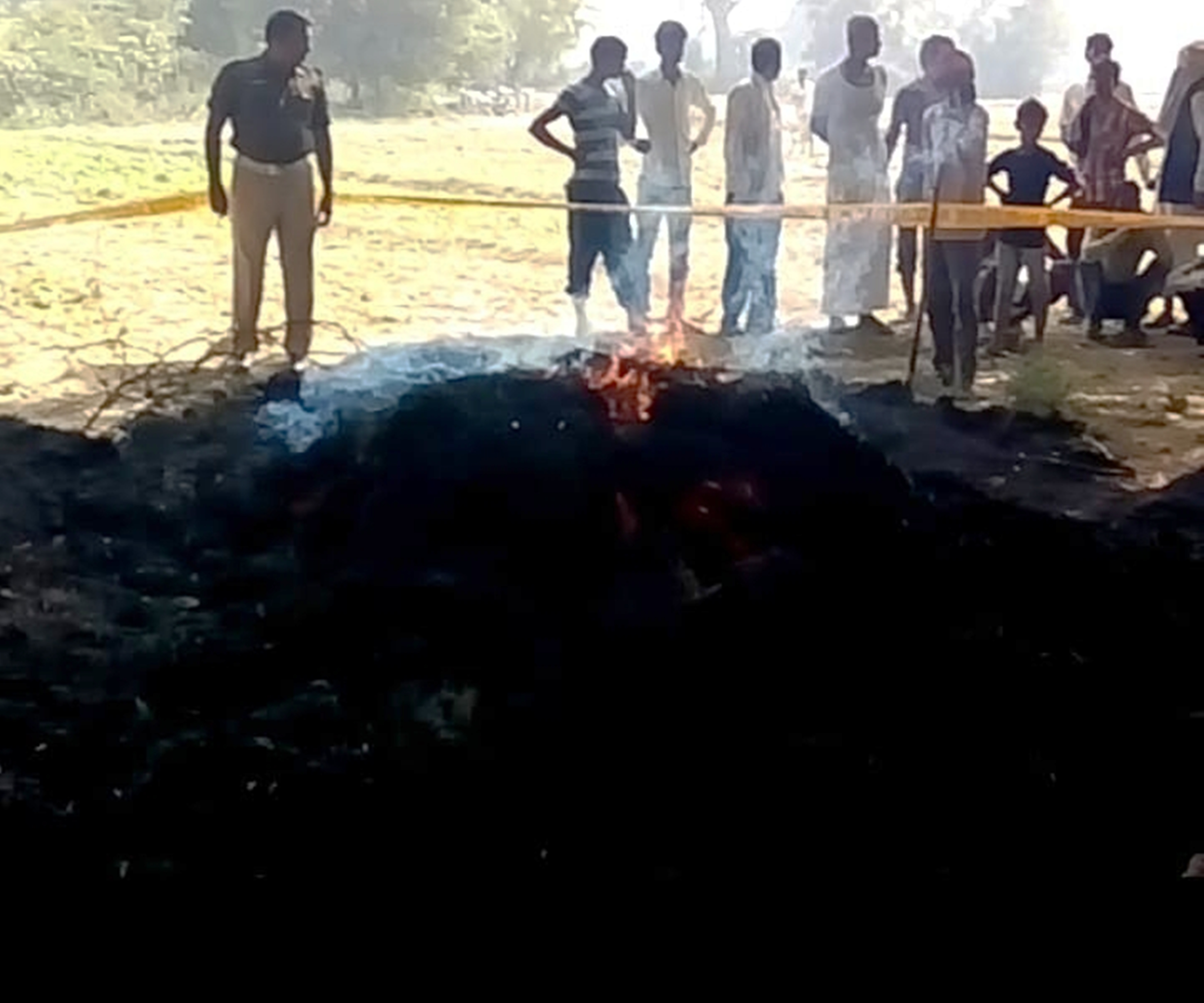 dead body burnt alive by wife and mother in law in bilhour