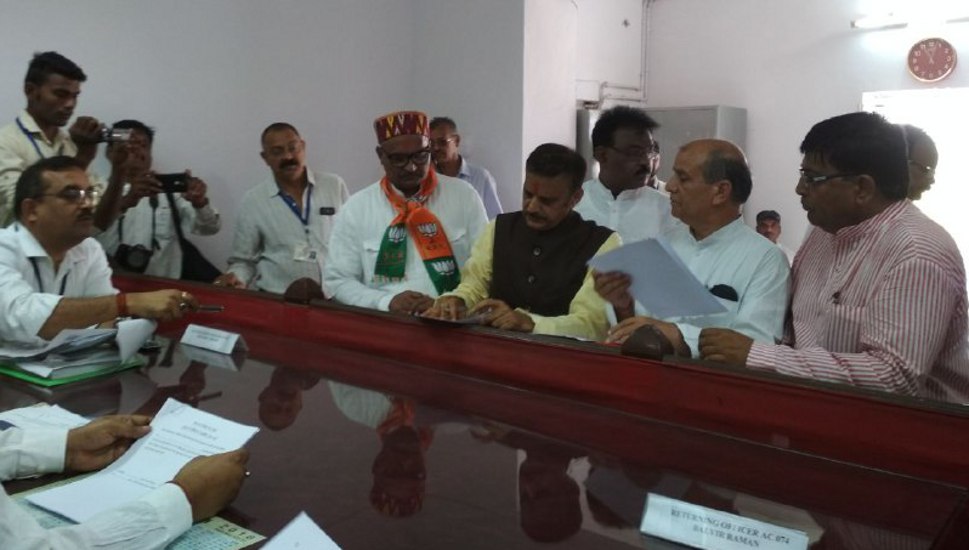 Industry Minister Rajendra Shukla filed the form
