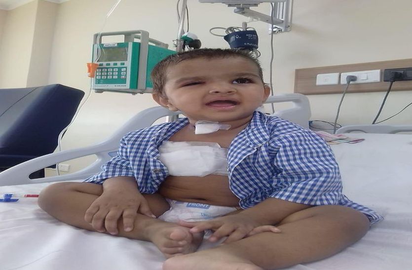 Happiness in the life of one year old child girl Samridhi