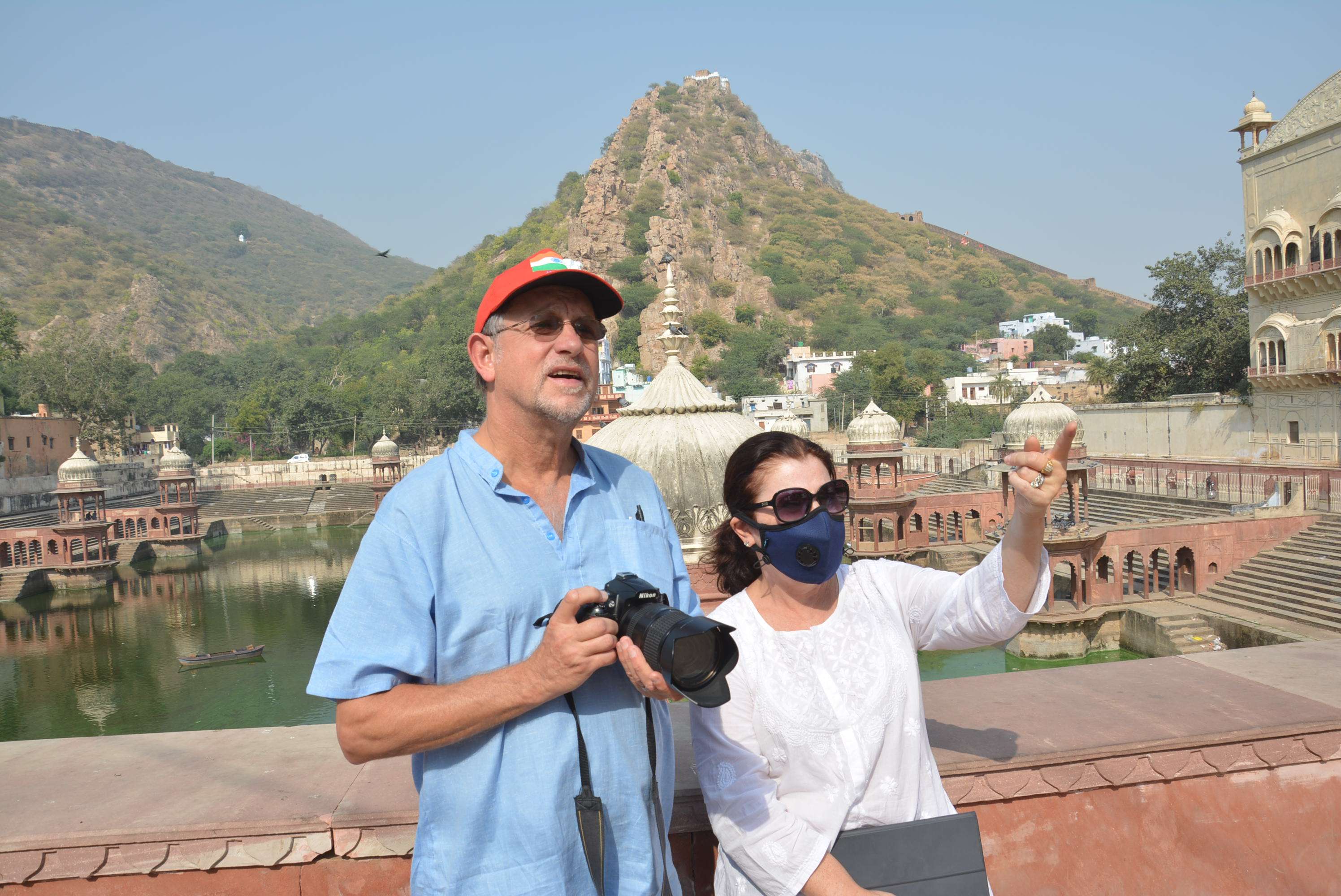 Foreign Tourist Protecting Themselves From Alwar Pollution