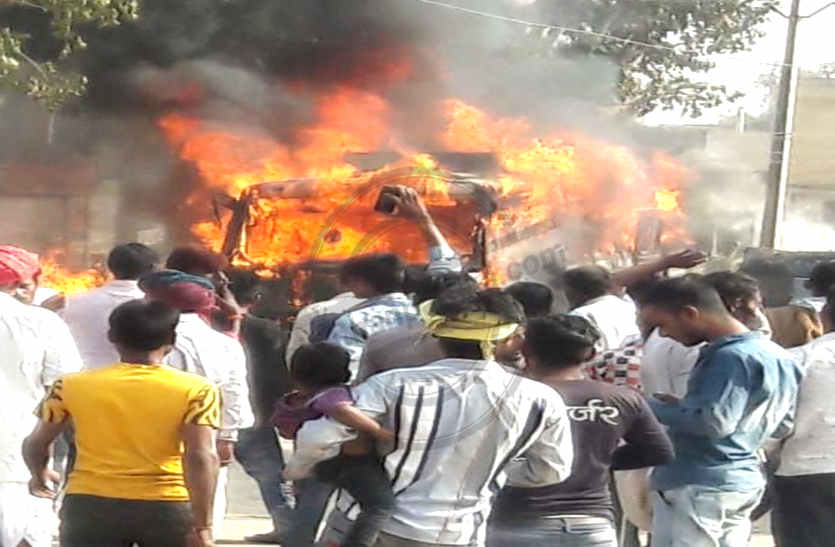 Fire-fighting tractor trolley burns in bhilwara