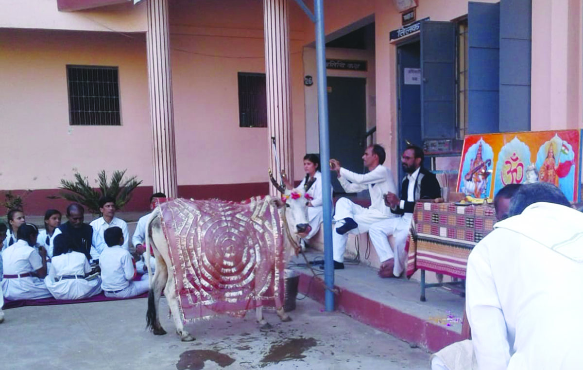 Gau pashtami, with the help of cow protection, the resolution taken for protection of the cow, the atmosphere from Vedic Mantra is made spiritually