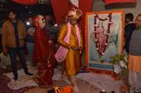 Unique wedding bharat mata as a witness