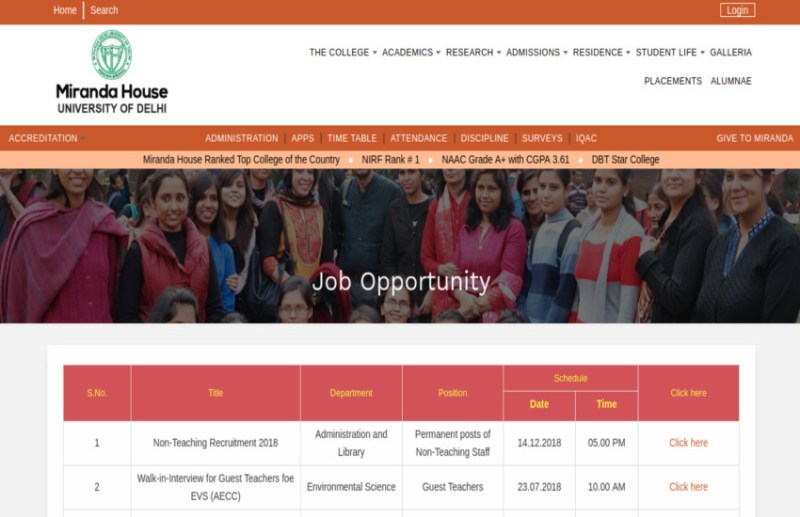 DU Recruitment 2018