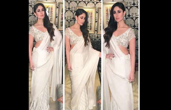 kareena kapoor look stunning and hot in white saree photos viral
