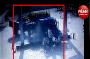 Tractor hits petrol pump