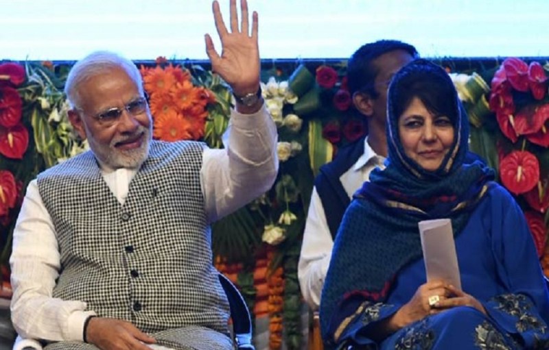 Narendra modi and mehbooba Mufti 