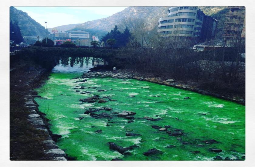 river turns bright green