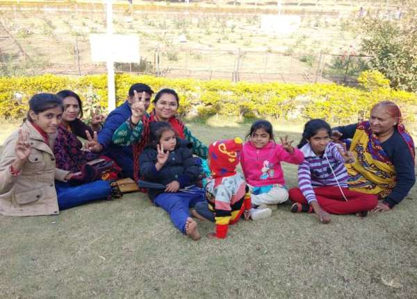 A family in water park