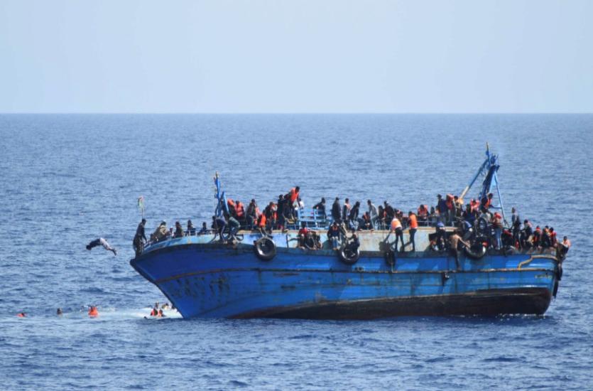 migrants in mid sea