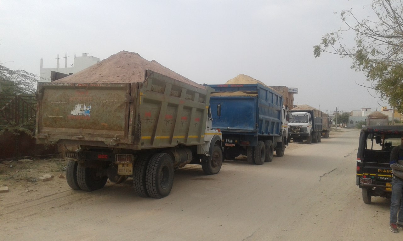 Where to look, there are gravel trucks