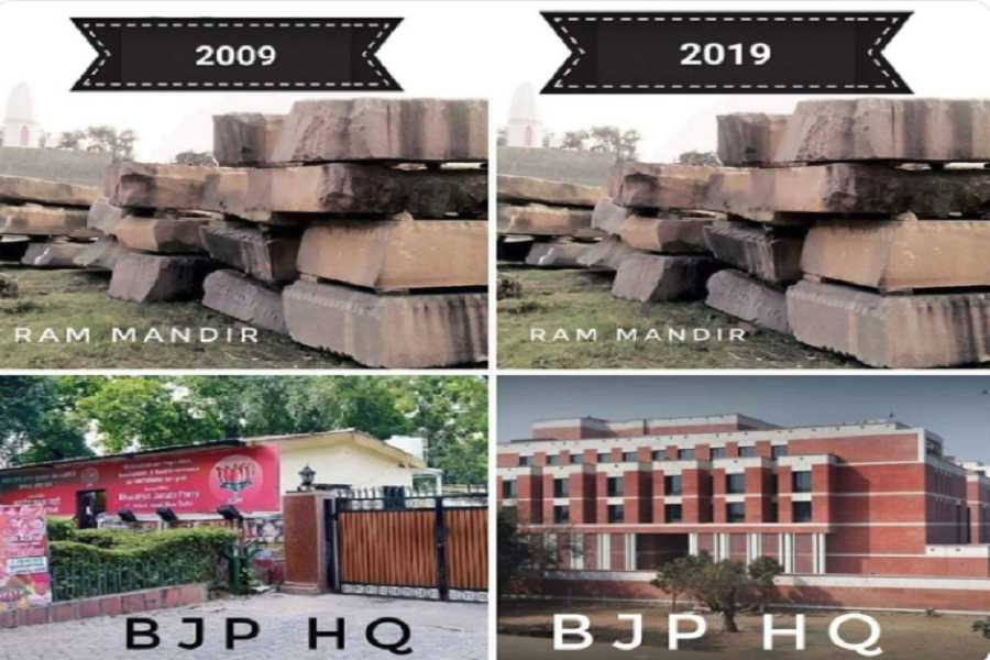 shashi tharoor joins 10 year challenge by taking bjp hq and ram mandir