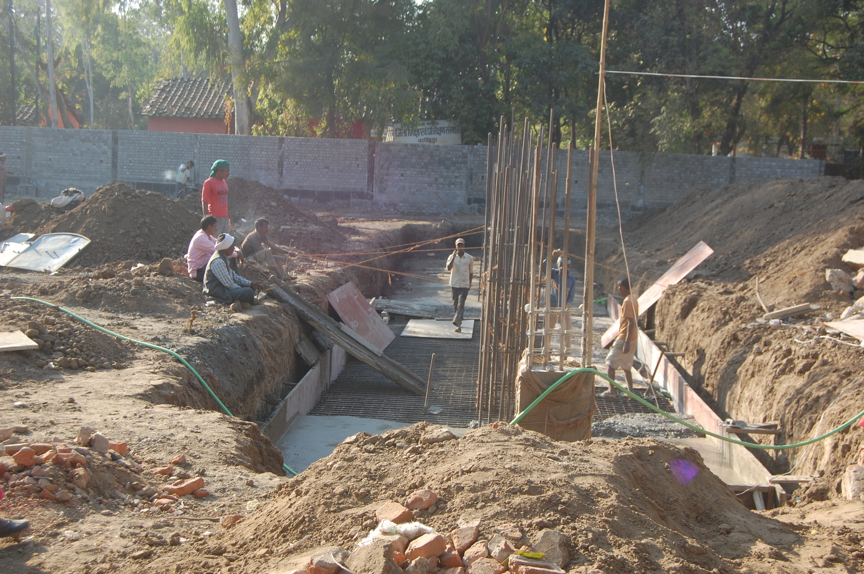 The construction of the warehouse to keep the EVM being set up by the government multi-purpose primary-secondary school