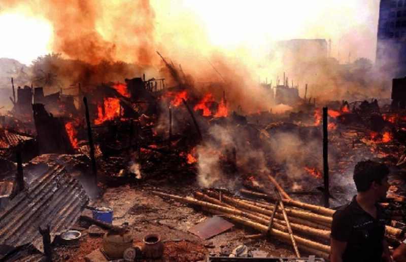 fire in slum area