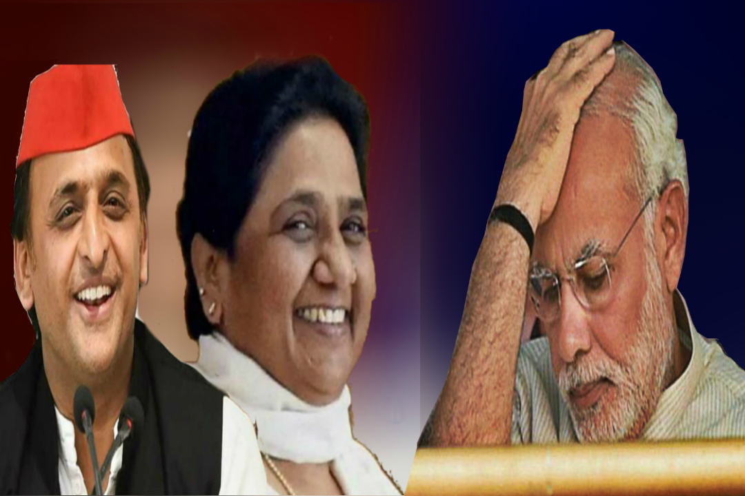 Akhilesh Yadav and Mayawati Natrendra Modi