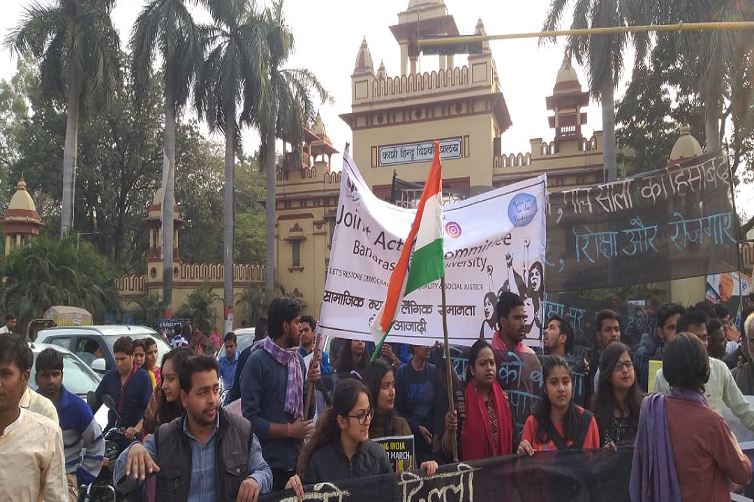Youth protest march in Benares against central government policies