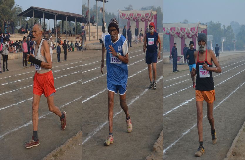 Old Age Athletes Run In Heavy Winter In Alwar
