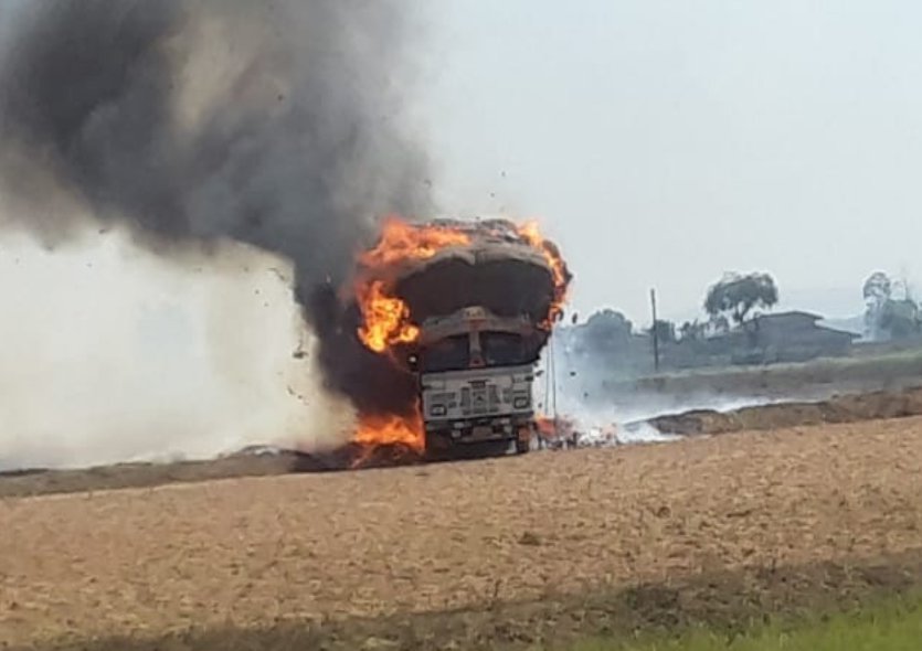 The burning truck