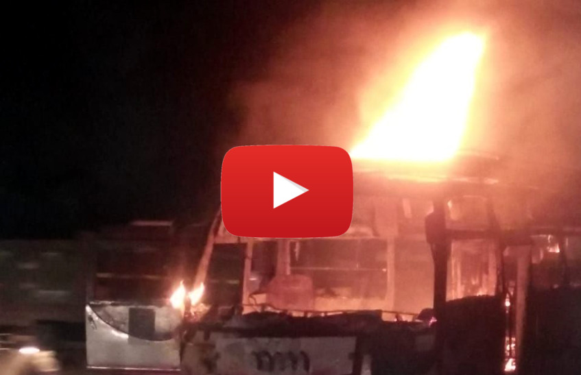 bus burning video in jabalpur