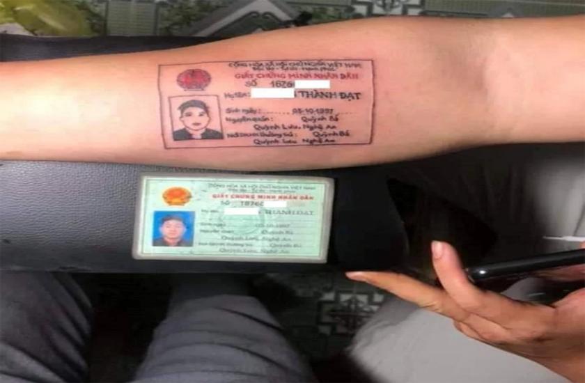 Identity card tattoo