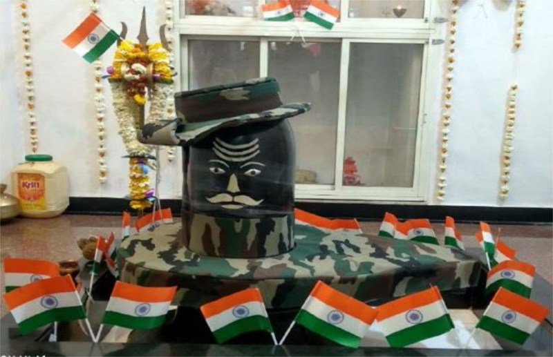 Shiva's rendition of the soldier, Bharat Mata in the temple