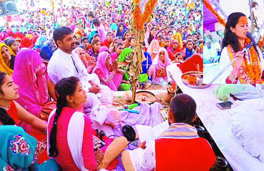 Religious organizing religious festivals in Bhagwat Katha running at Siddha Baba Temple