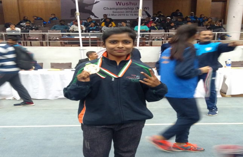 Wushu player Purnima won gold in Chandigarh