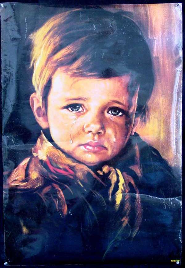 Crying boy painting 