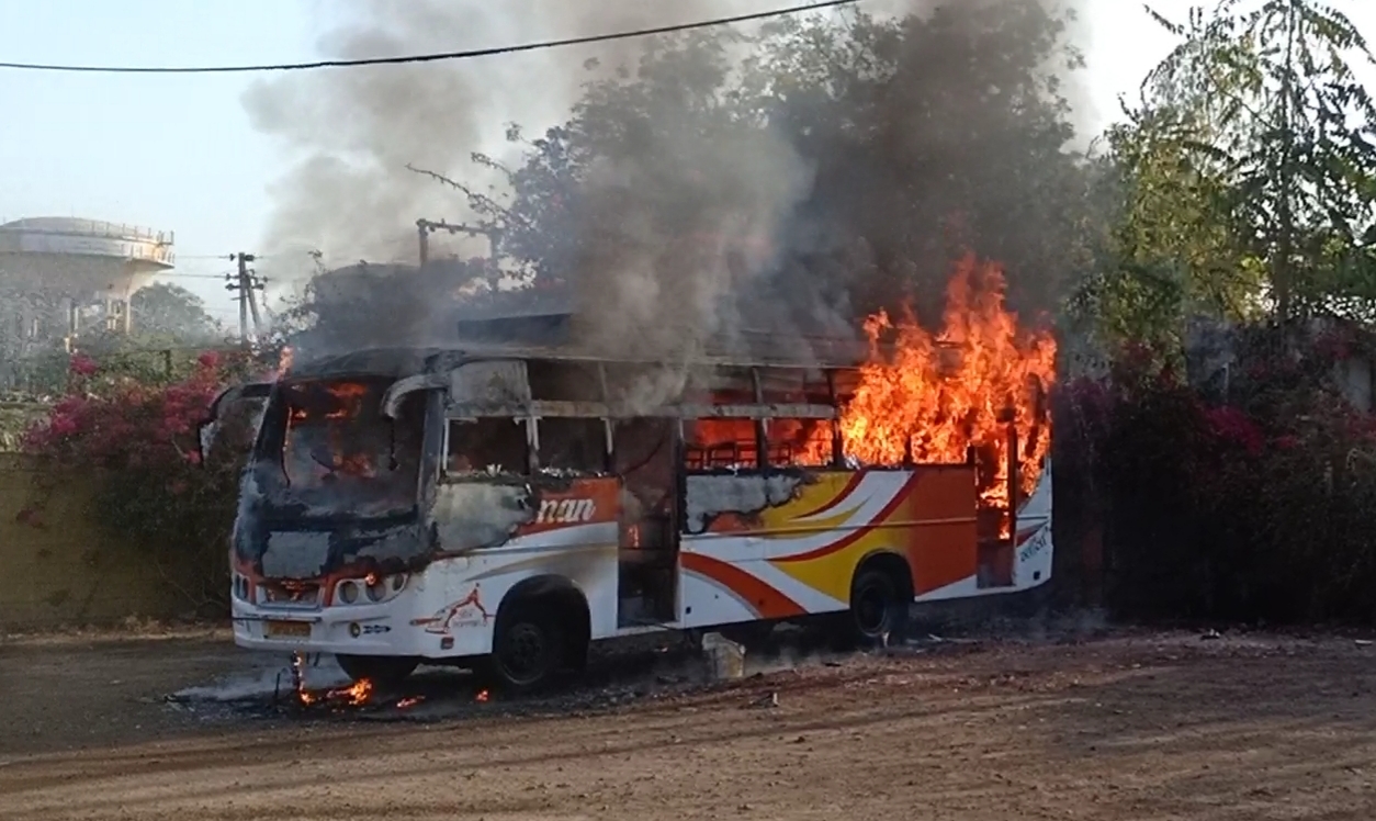 A fire in the bus due to a short circuit