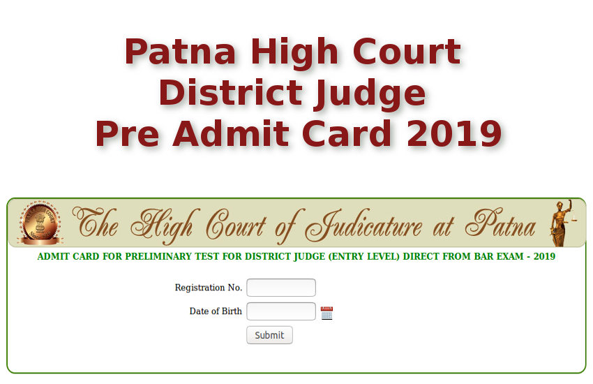 Patna High Court District Judge Pre Admit Card 2019