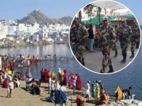 BSF jawans did flag march in pushkar