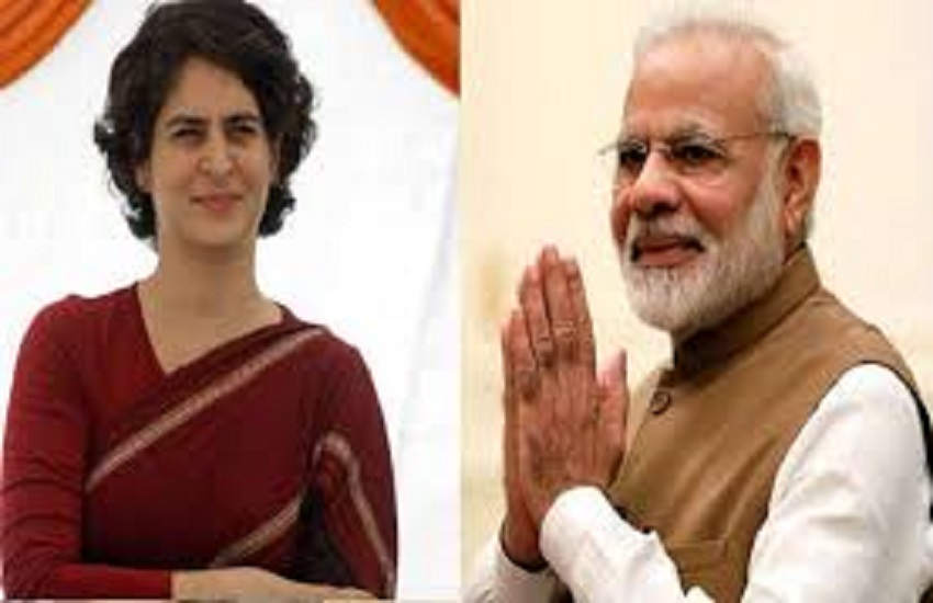 PM Narendra Modi and Priyanka Gandhi