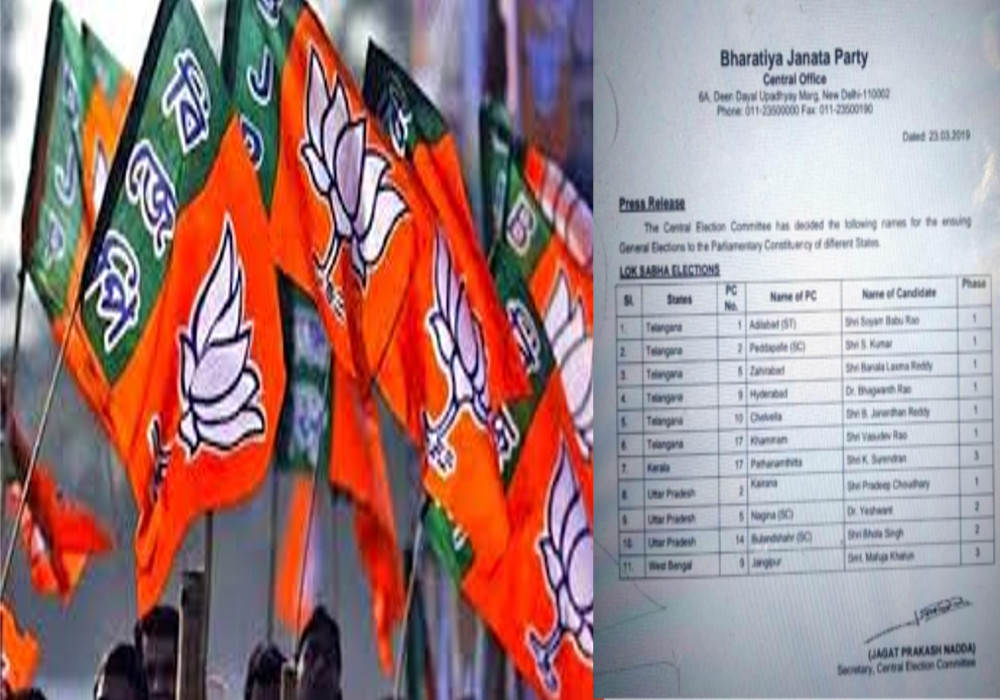 BJP candidate list for lok sabha elections 2019