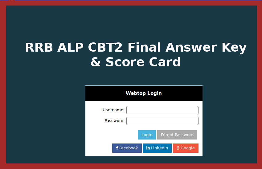 RRB ALP CBT2 Final Answer Key & Score Card