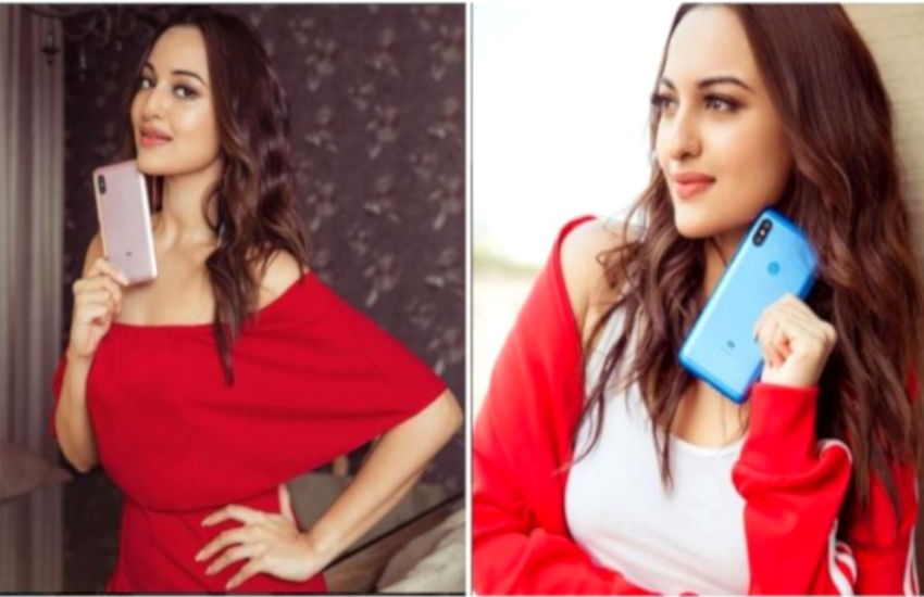 Sonakshi with mobile