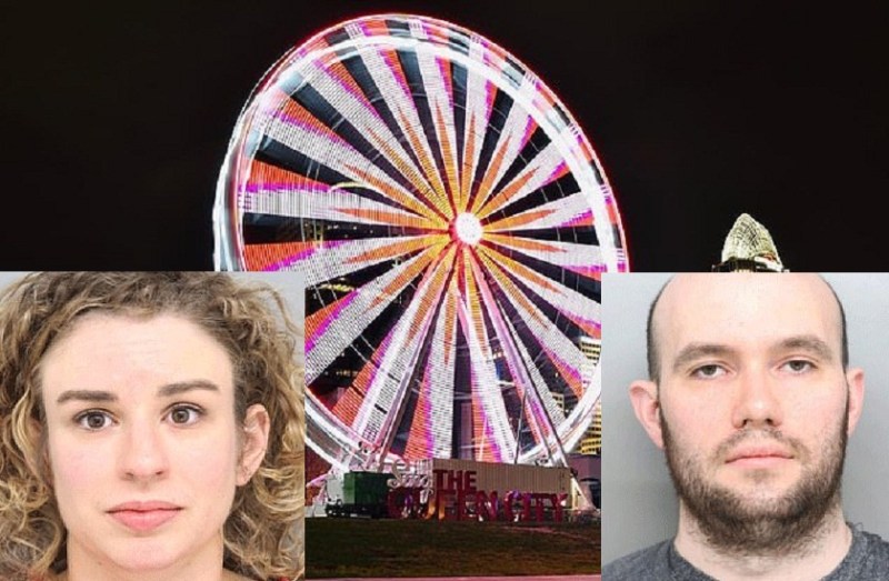 couple charged doing unusual thing in front of children