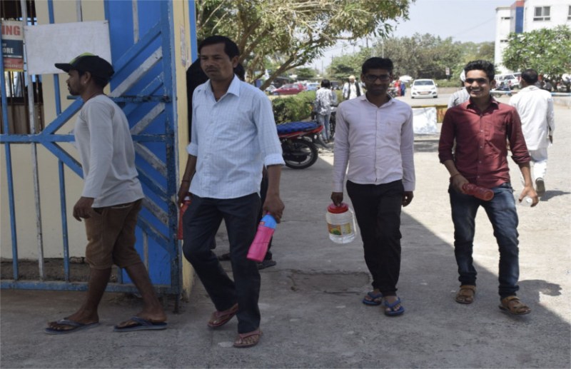 Thirsty looking wandering for empty bottle