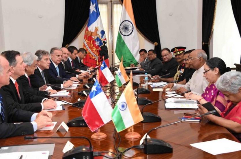 President Ram Nath Kovind with Chilean deligation