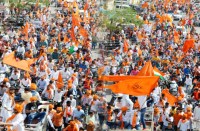 भगवा रंग में रंगा शहर, फिजा में गूंजा एक ही नारा: एक ही नाम, जय श्री राम जय श्री राम